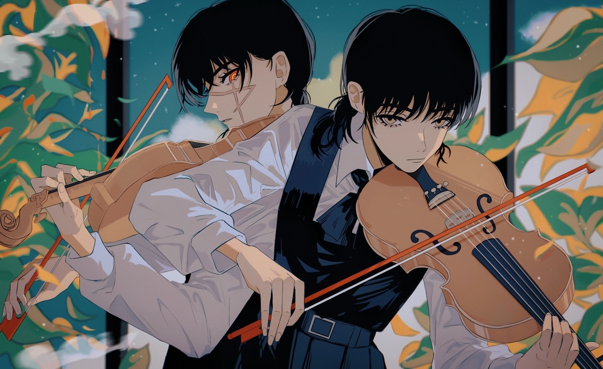 This is a pixiv picture whose title is 夜朝奏鸣曲🎻🎶.