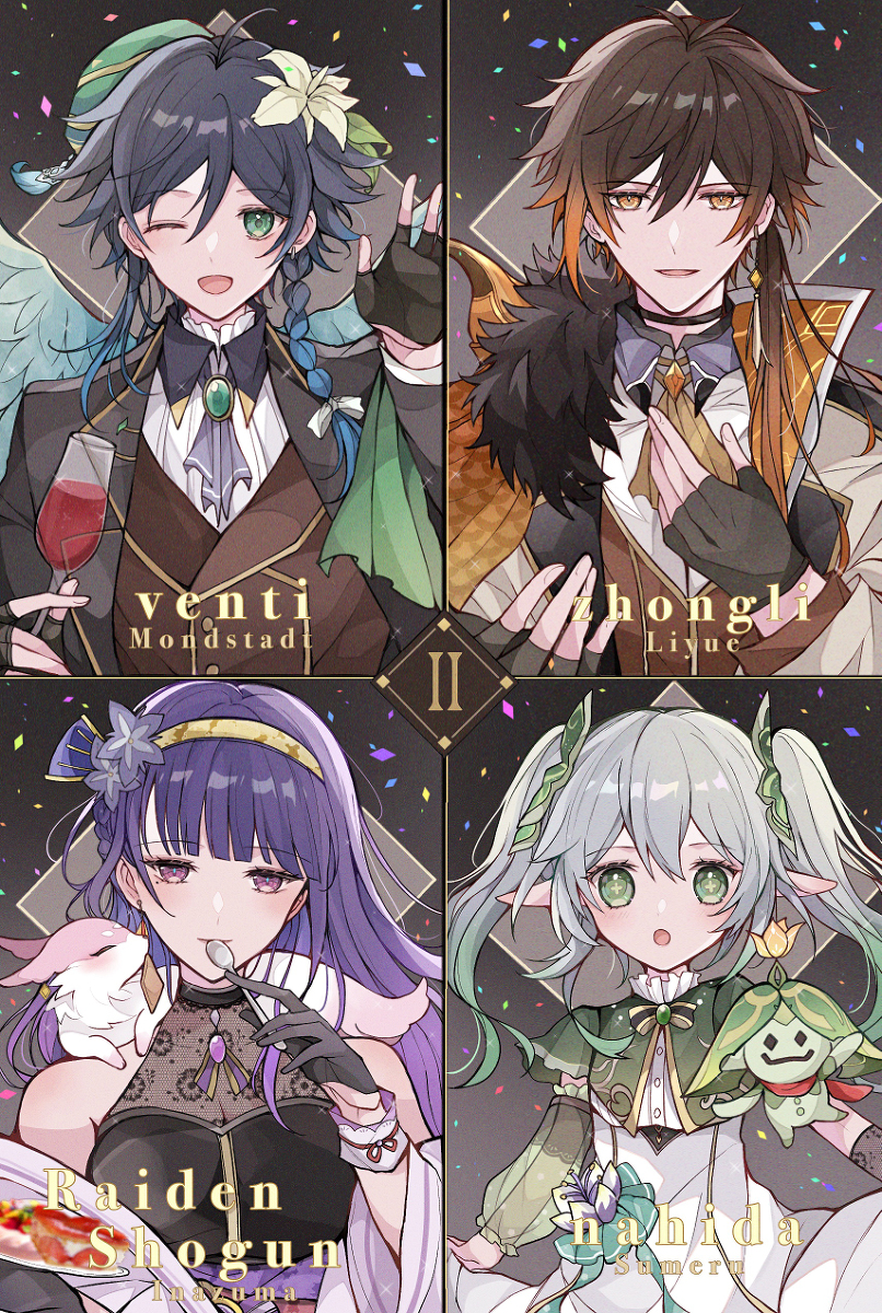 This is a pixiv picture whose title is 神様ズ×パーティードレス.