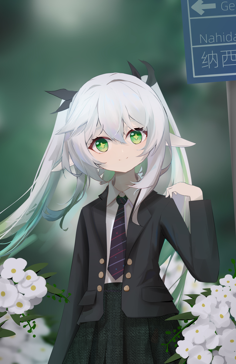 This is a pixiv picture whose title is 日绘，双马尾nahida.