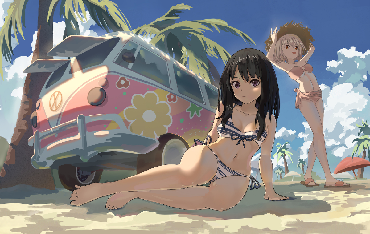 This is a pixiv picture whose title is seaside takina.