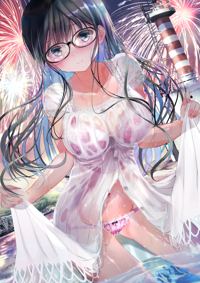 This is a pixiv picture whose title is 【過去絵メガネバージョン】夏の終わりと幼馴染み.