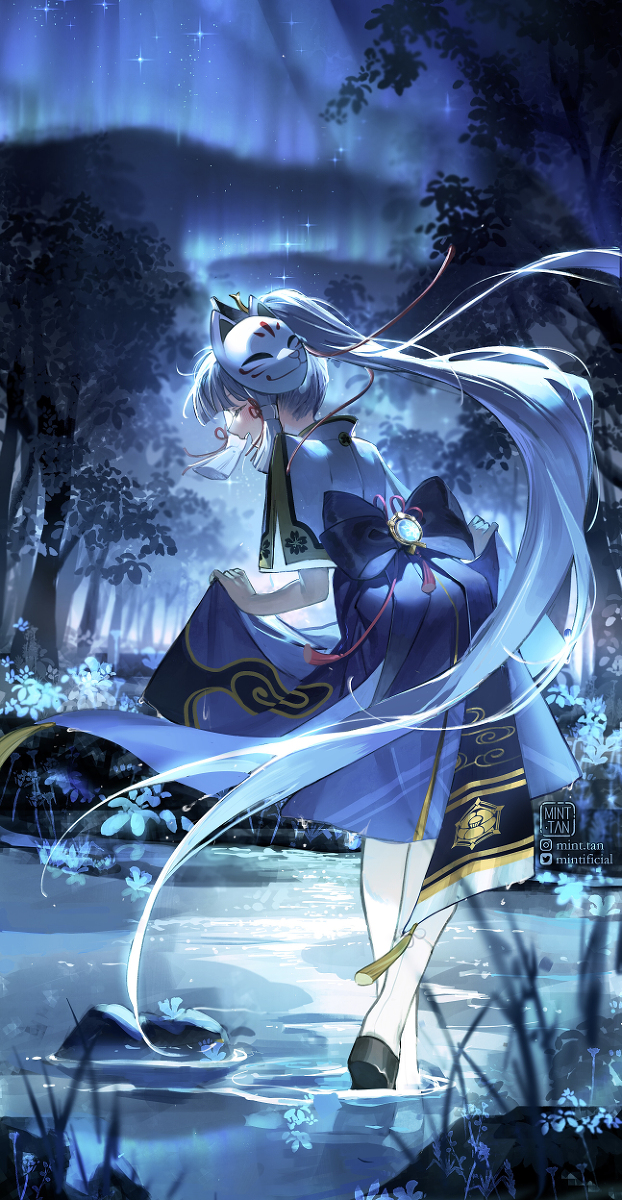 This is a pixiv picture whose title is Moonlit Heron.