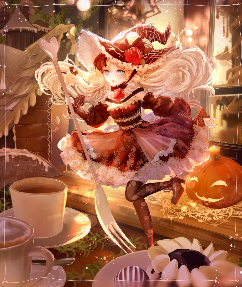 This is a pixiv picture whose title is お菓子の家のチョコレート魔女.