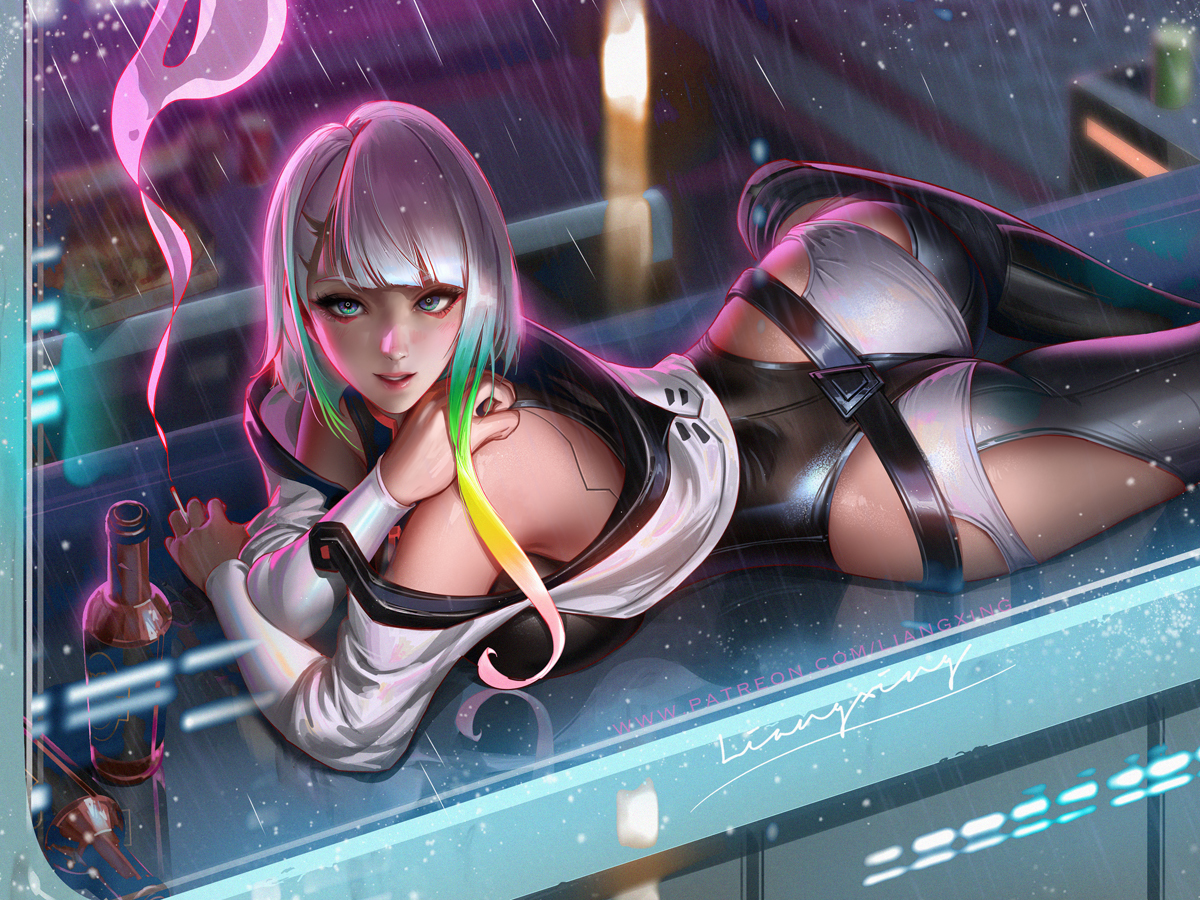 This is a pixiv picture whose title is Cyberpunk:Edgerunners.