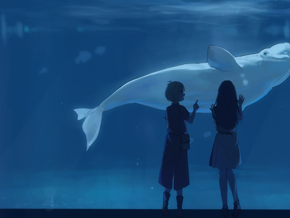 This is a pixiv picture whose title is 水族館で。.