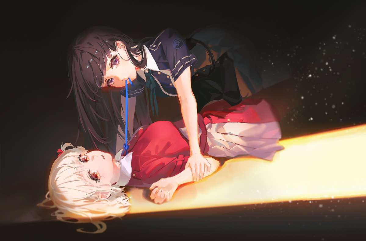 This is a pixiv picture whose title is Chisato & Takina.