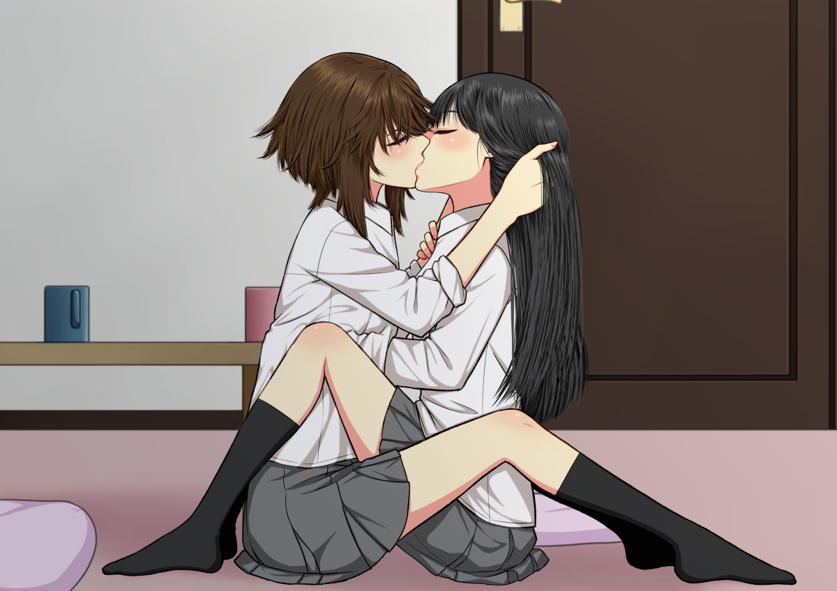 This is a pixiv picture whose title is 【創作百合】.