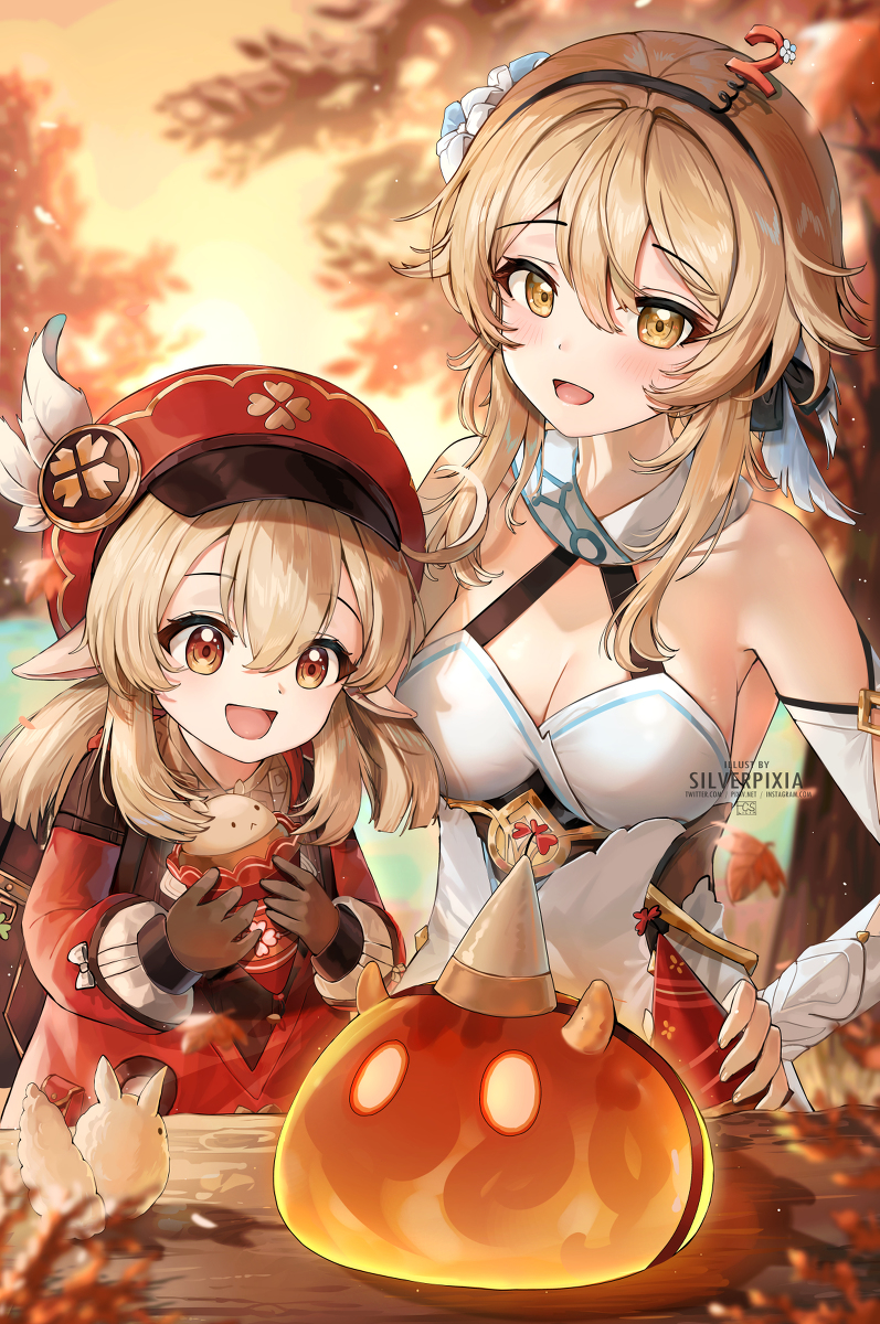 This is a pixiv picture whose title is Celebrate with Klee & Lumine!.