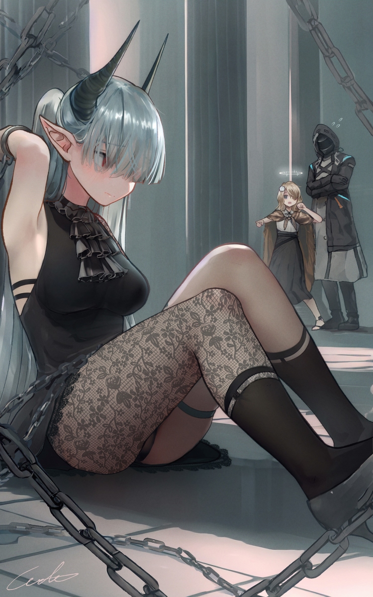 This is a pixiv picture whose title is サルカズのお姉さん.