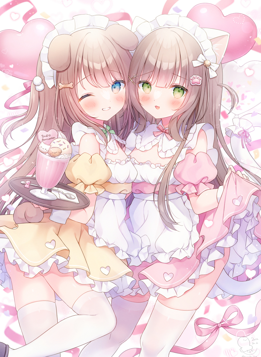 This is a pixiv picture whose title is 🎀🐶🐱🎀.