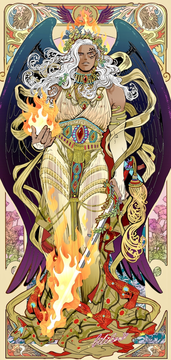 This is a pixiv picture whose title is 【Mucha style】:::KING:::.