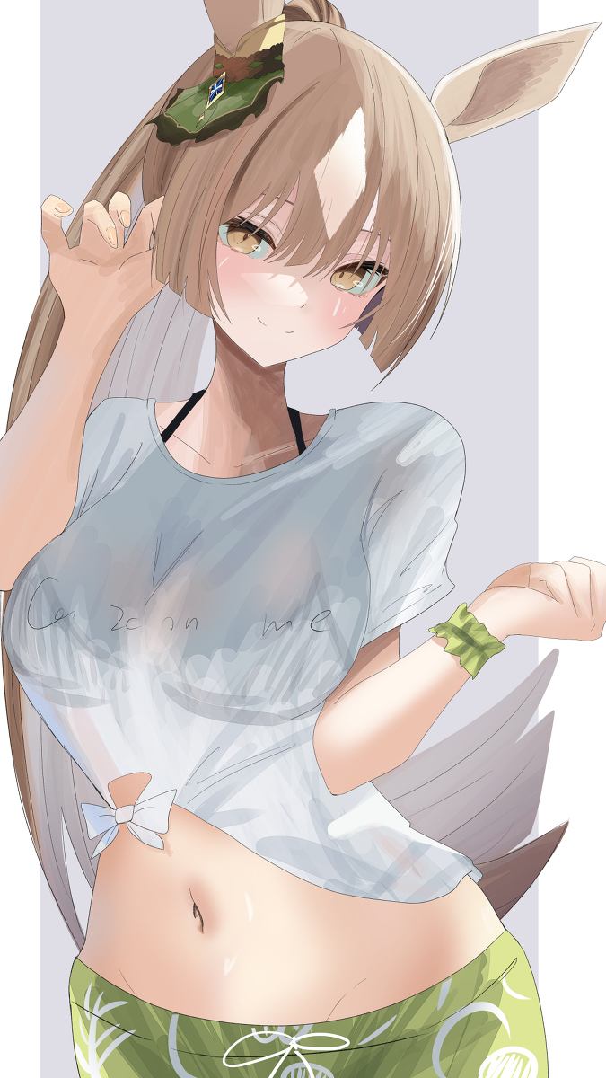 This is a pixiv picture whose title is トレーナーのの視線を奪うポニテダイヤモンドさん.