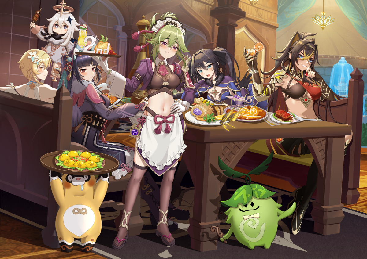 This is a pixiv picture whose title is 普斯帕咖啡馆的晚餐.