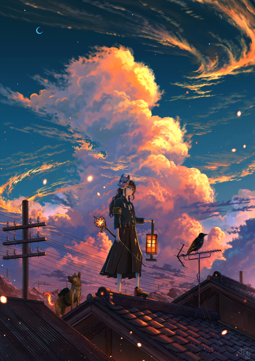 This is a pixiv picture whose title is 「あんどん少女」.