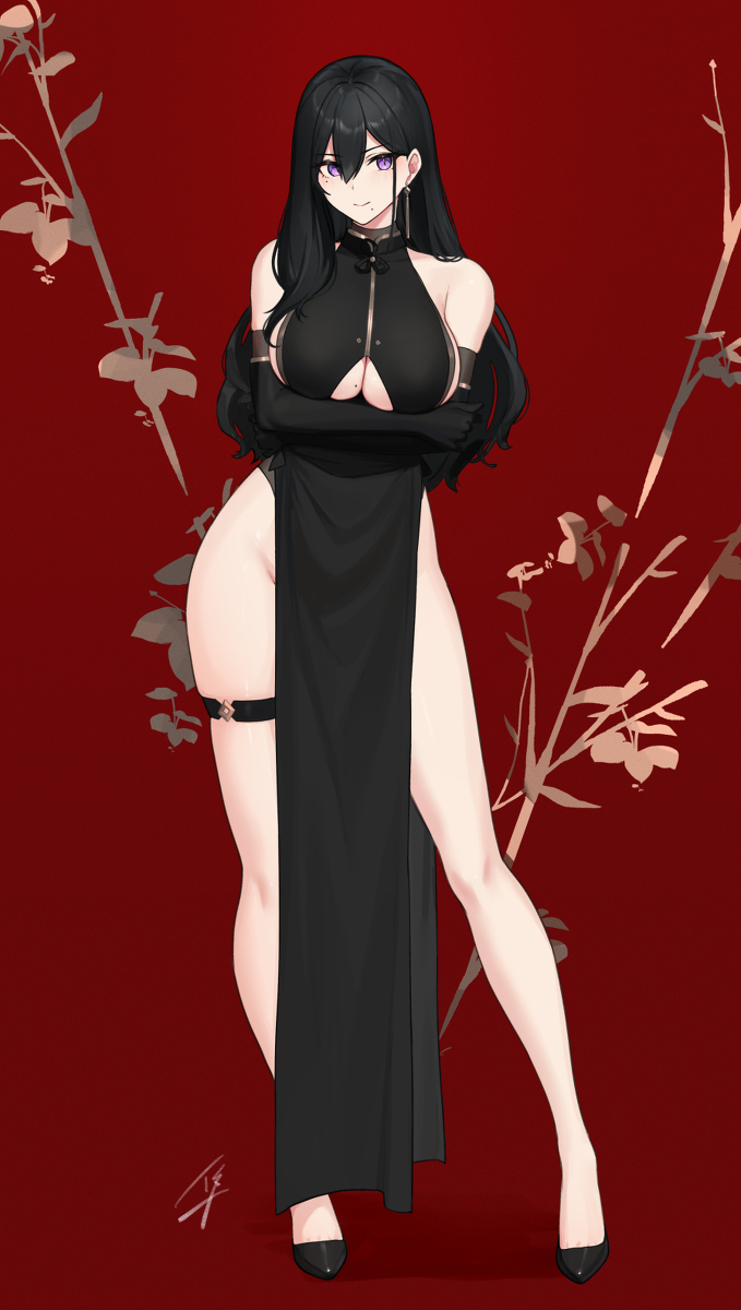 This is a pixiv picture whose title is 🖤.