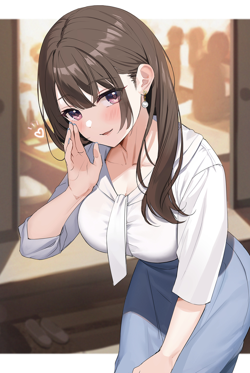 This is a pixiv picture whose title is 「センパイ、このあとふたりで...飲みなおしませんか？」.