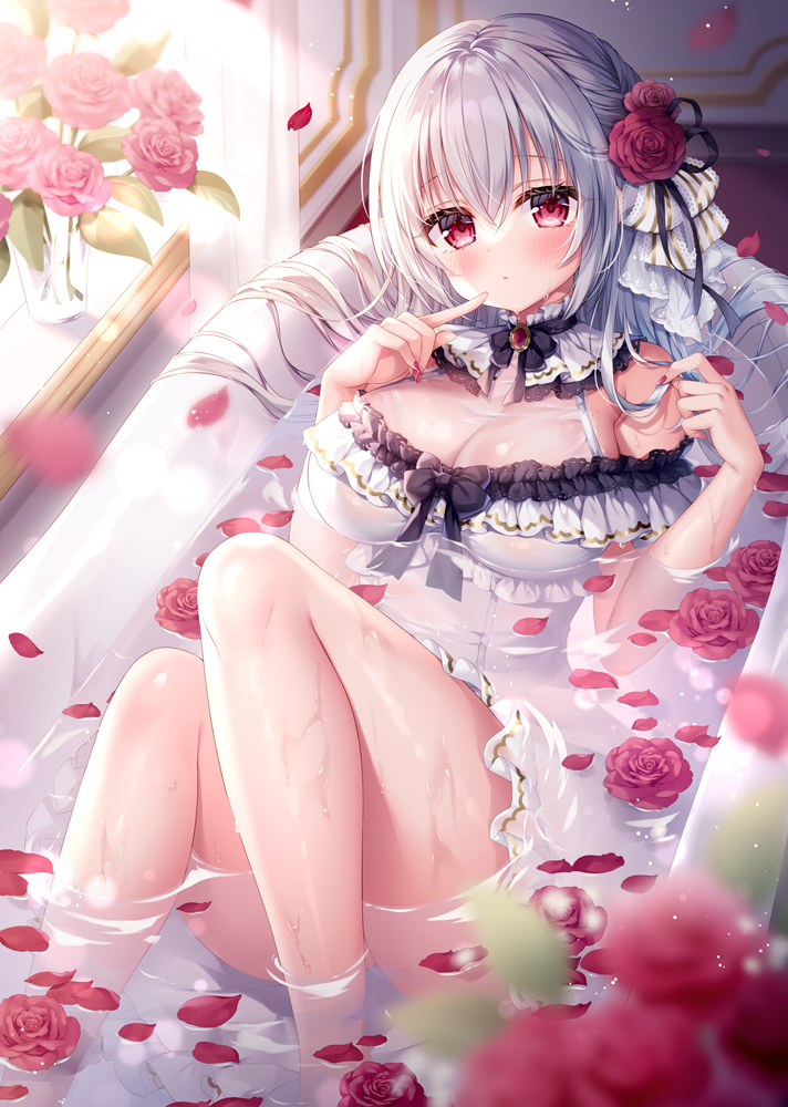 This is a pixiv picture whose title is under the roses🌹.