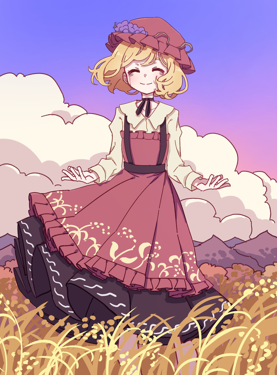 This is a pixiv picture whose title is 豊作を喜ぶ穣子.