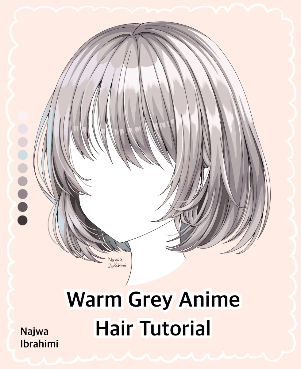 This is a pixiv picture whose title is Warm Grey Anime Hair Tutorial.