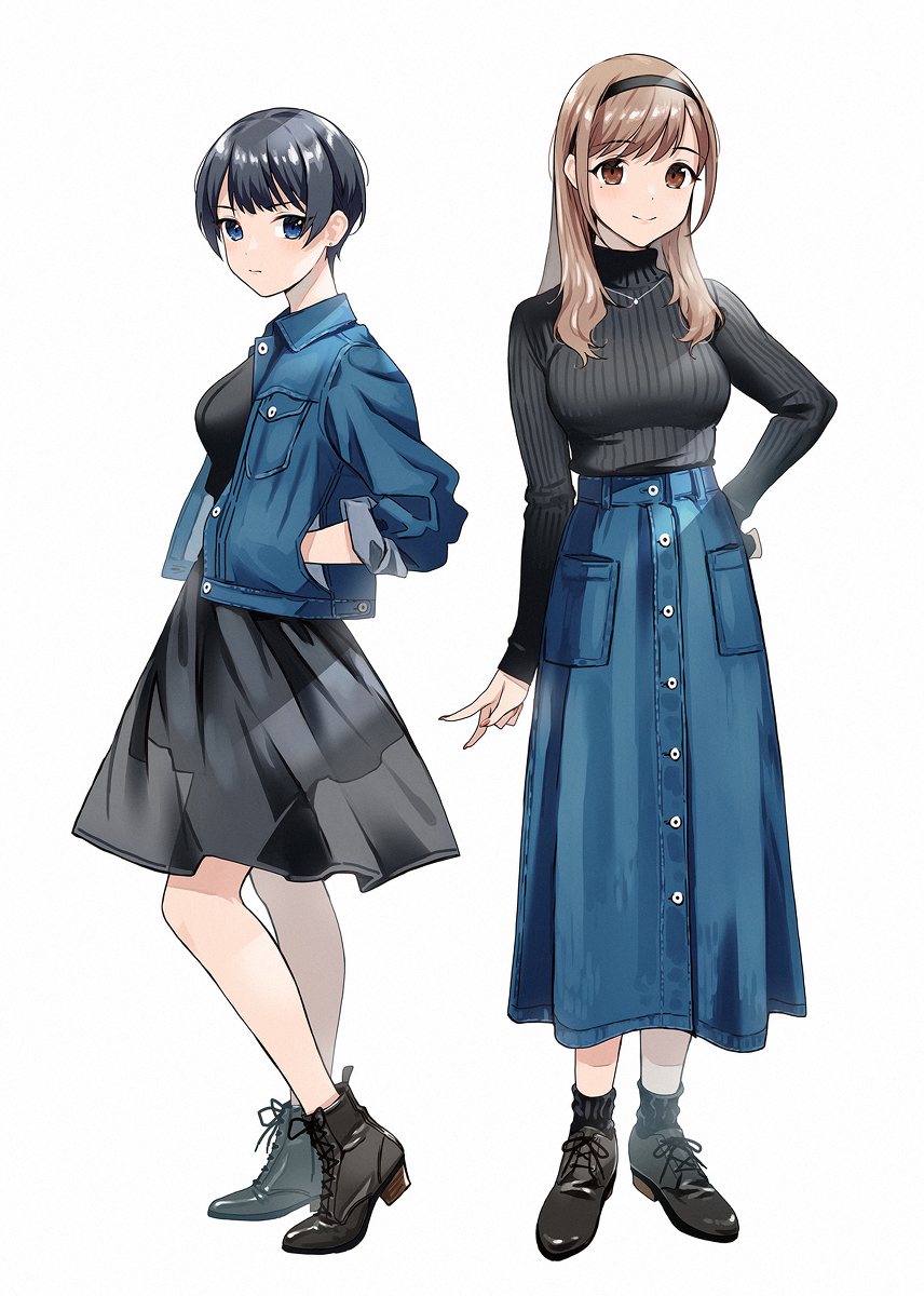 This is a pixiv picture whose title is デニムジャケットとデニムスカート.