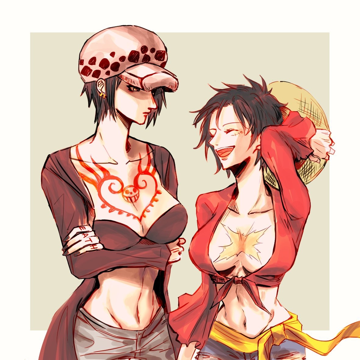 This is a pixiv picture whose title is Law&Luffy.