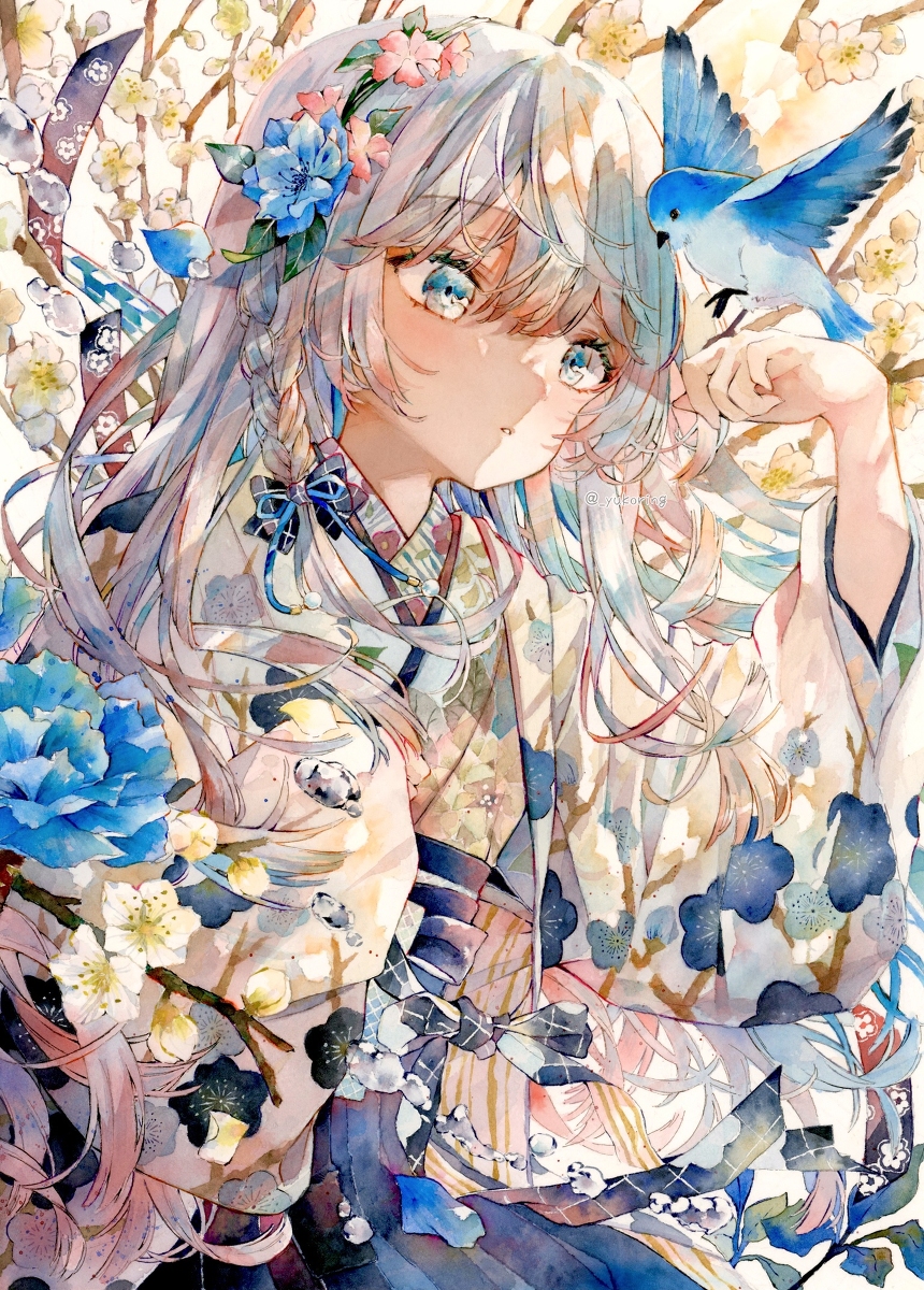 This is a pixiv picture whose title is 透明水彩＊「幸せを運ぶ」.