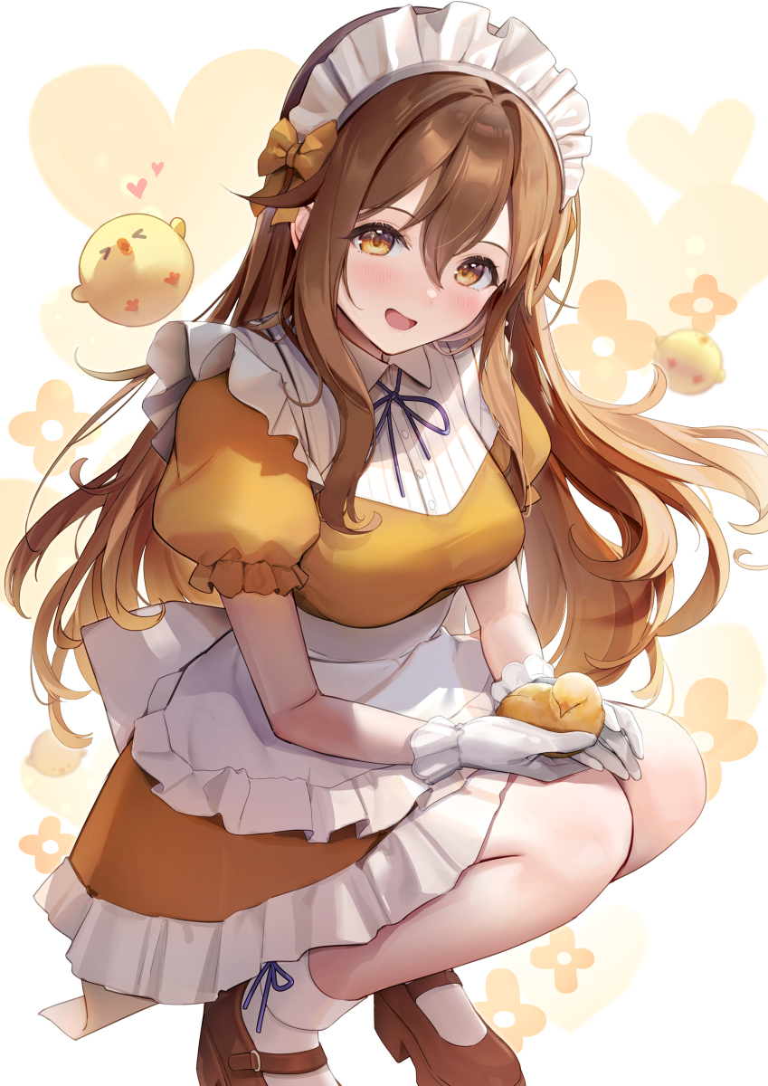 This is a pixiv picture whose title is メイドちゃんとひよこさん🐣.