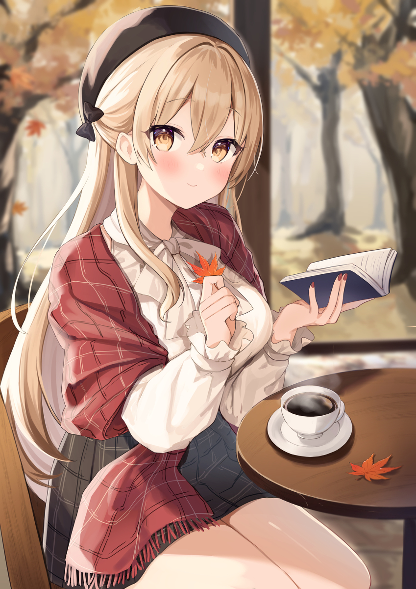 This is a pixiv picture whose title is 彼女と秋のカフェデート🍂☕.
