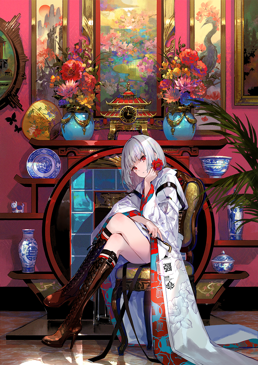 This is a pixiv picture whose title is 花瞼の間.