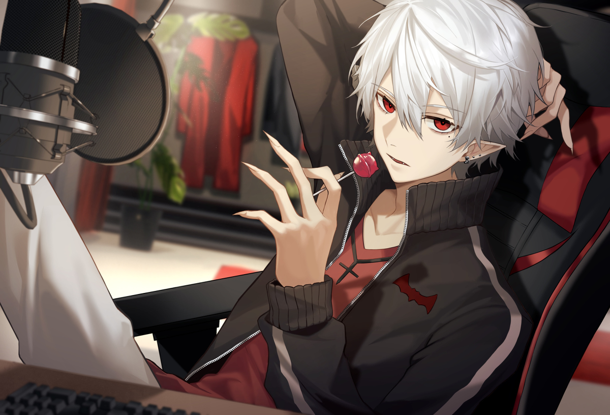 This is a pixiv picture whose title is 飴と吸血鬼.