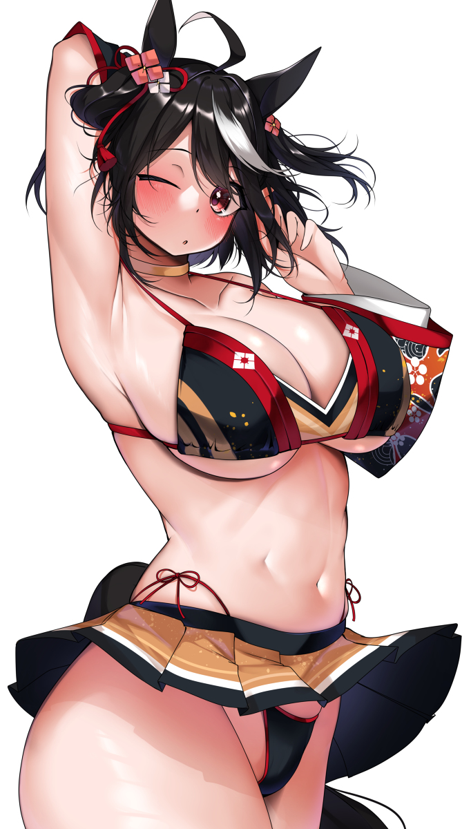This is a pixiv picture whose title is 水着キタサンブラック.
