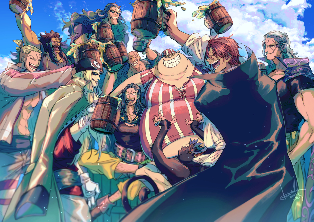 This is a pixiv picture whose title is 赤髪海賊団.