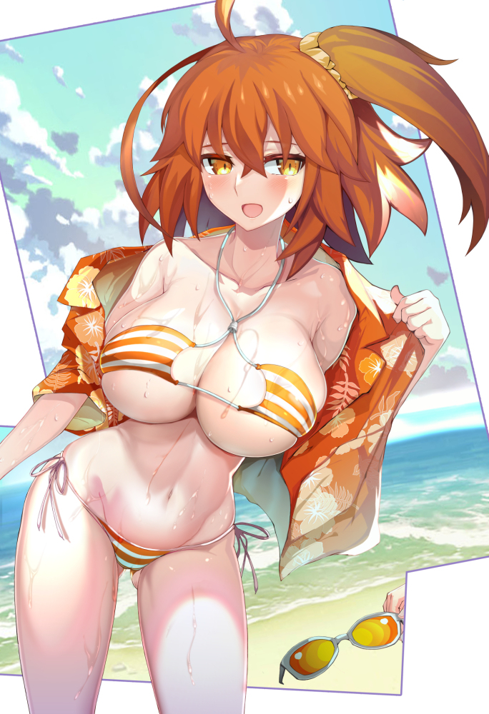 This is a pixiv picture whose title is 脱いだら凄かったぐだ子ちゃん夏の思い出.