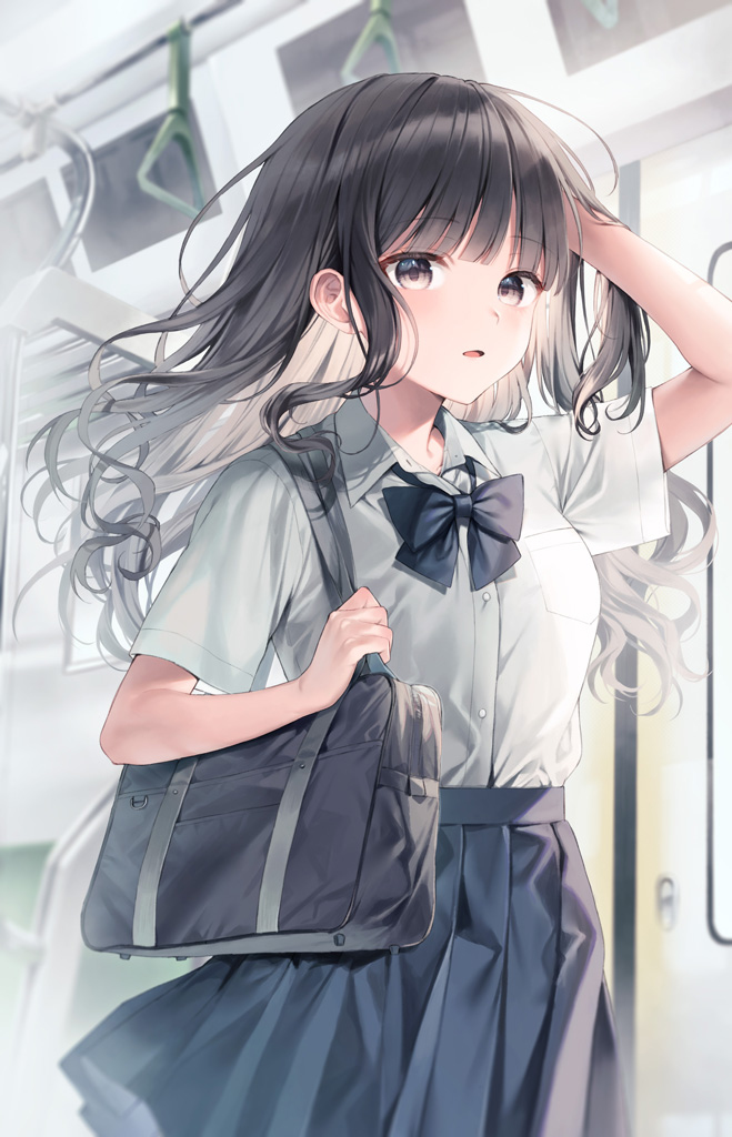 This is a pixiv picture whose title is 電車で見かけた女の子.