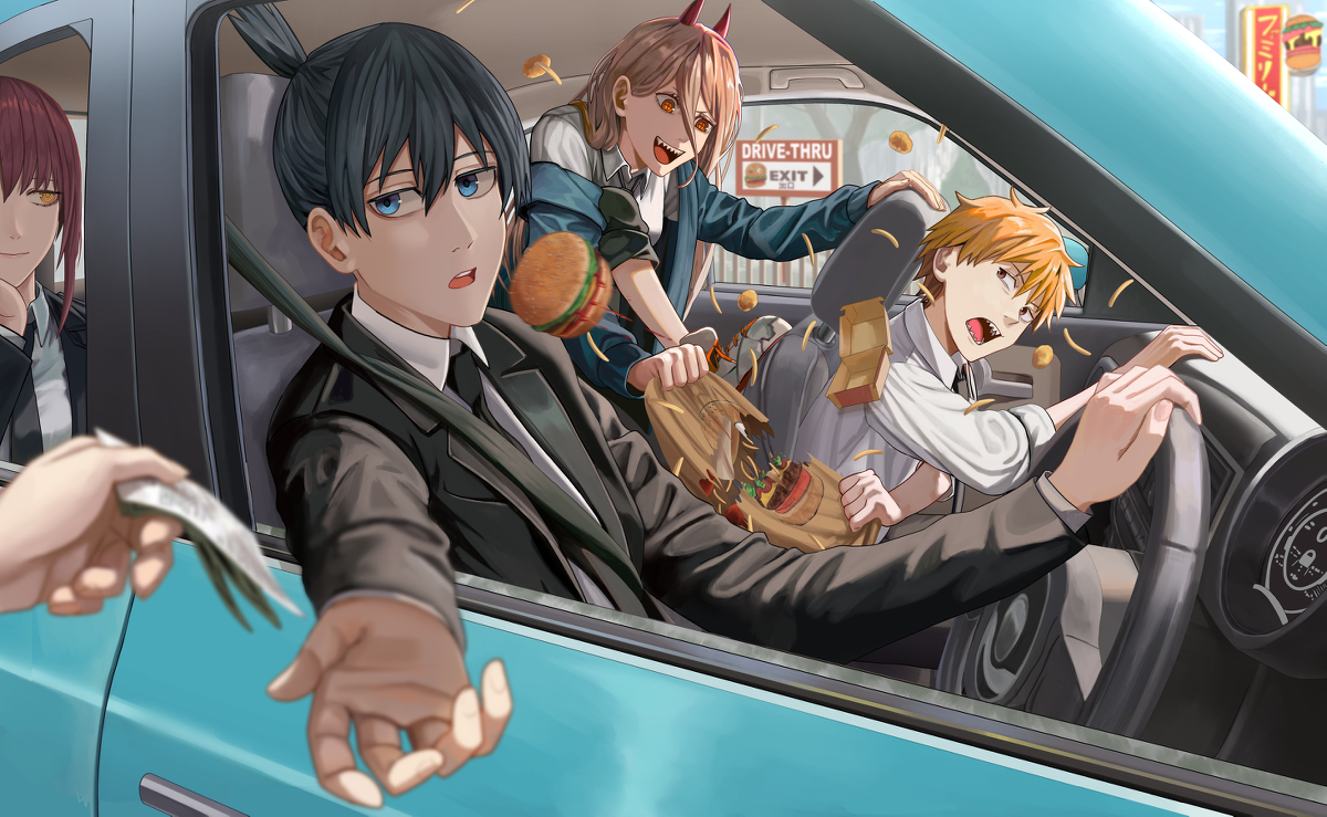 This is a pixiv picture whose title is Drive-Through🍔.