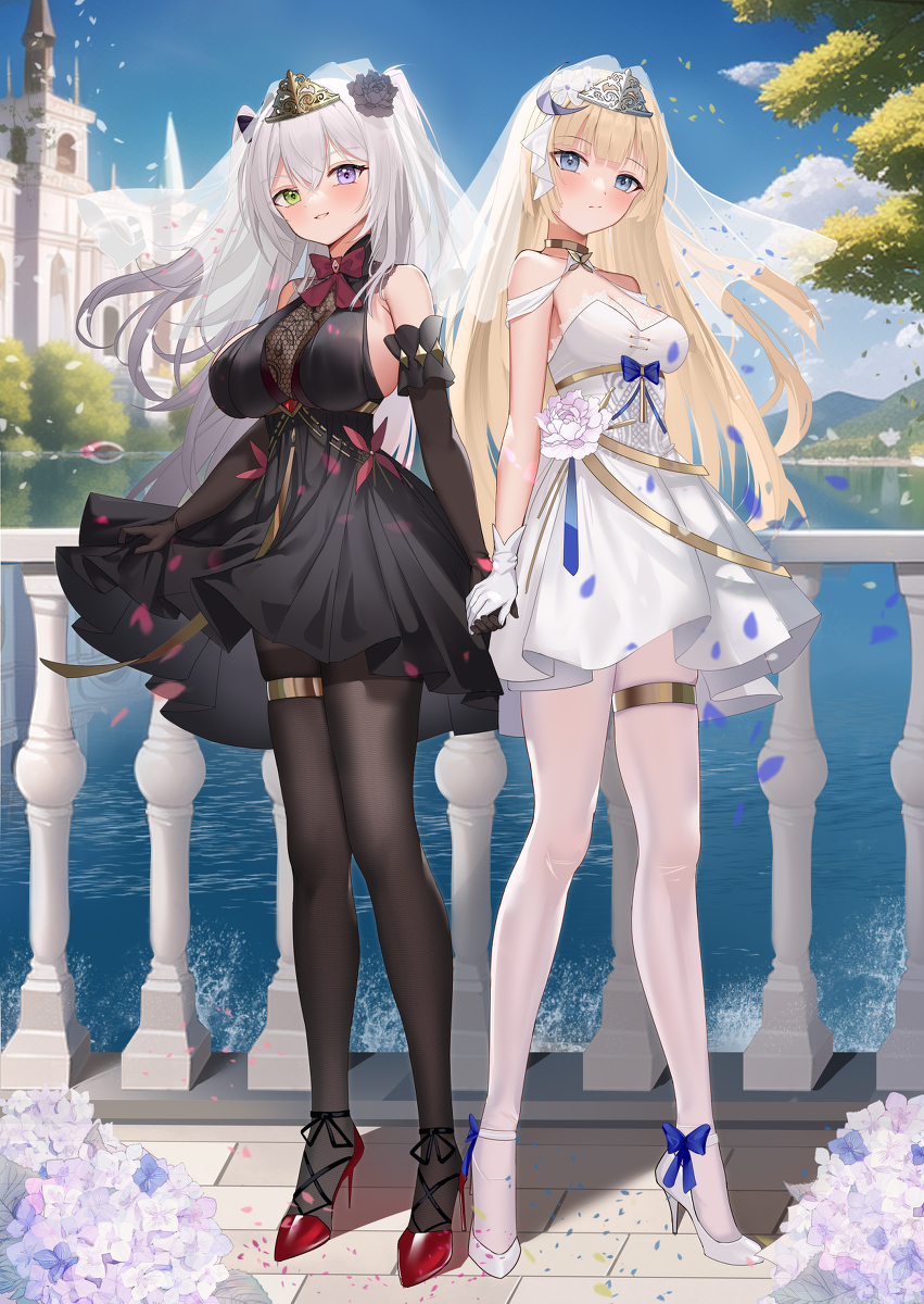 This is a pixiv picture whose title is 黑白嫁.