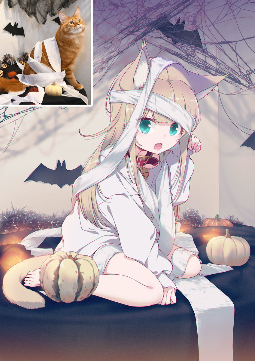 This is a pixiv picture whose title is 🦇👻Happy Halloween🎃🐾.