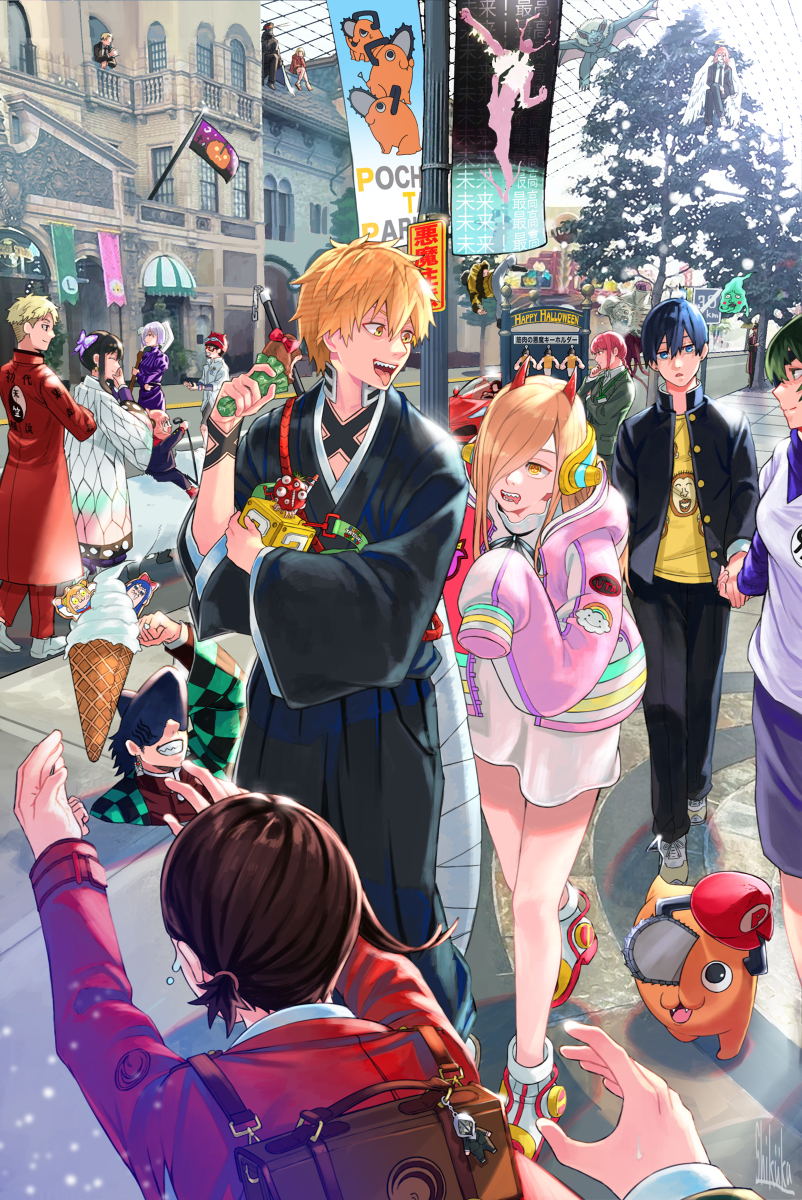 This is a pixiv picture whose title is HappyHalloween~in USJ~ チェンソーマン.