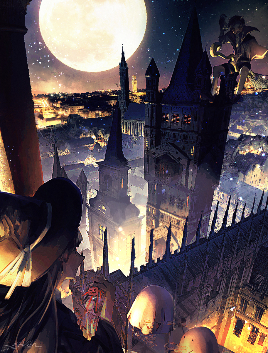 This is a pixiv picture whose title is 魔法界も今日ハッピーハロウィン！.