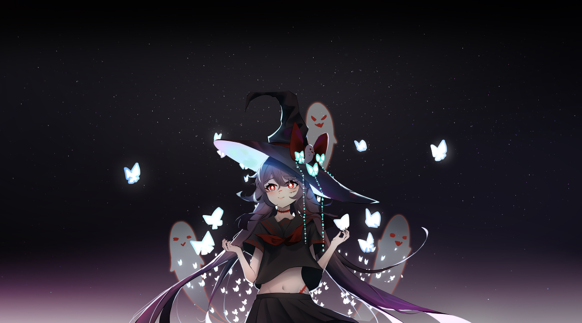 This is a pixiv picture whose title is Happy Halloween HuTao.