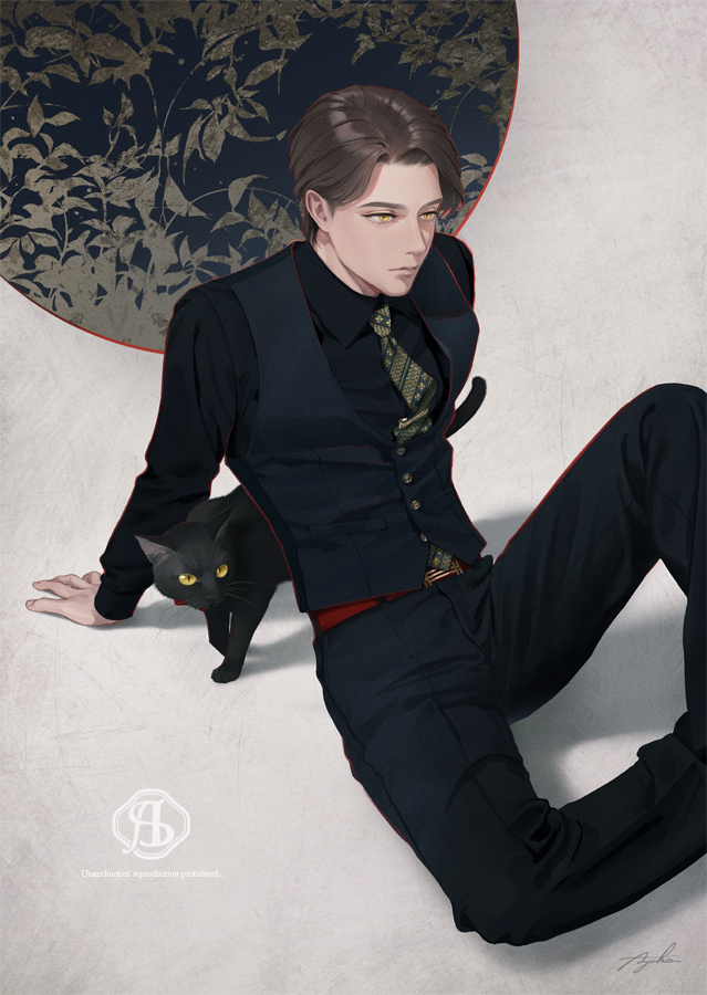 This is a pixiv picture whose title is 黒猫.