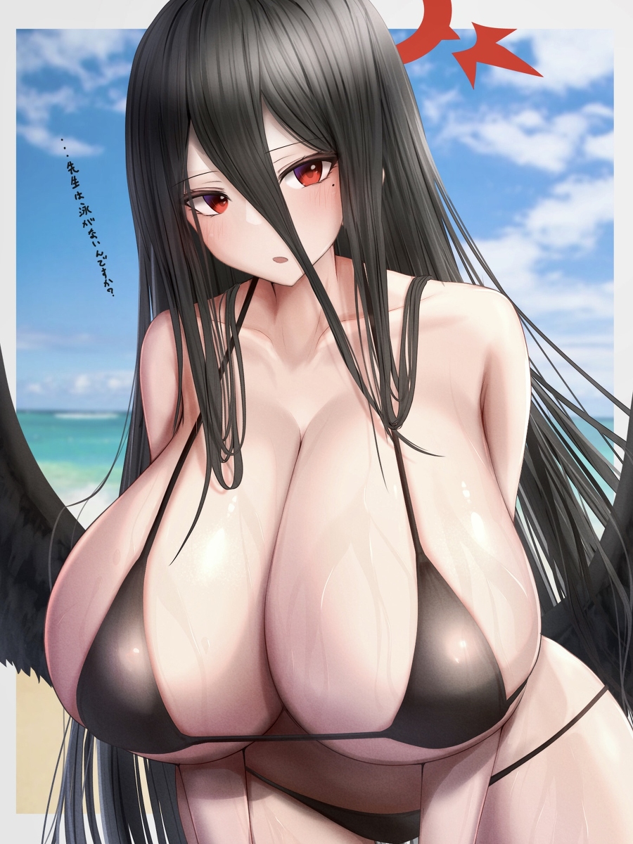 This is a pixiv picture whose title is 水着ハスミちゃん.