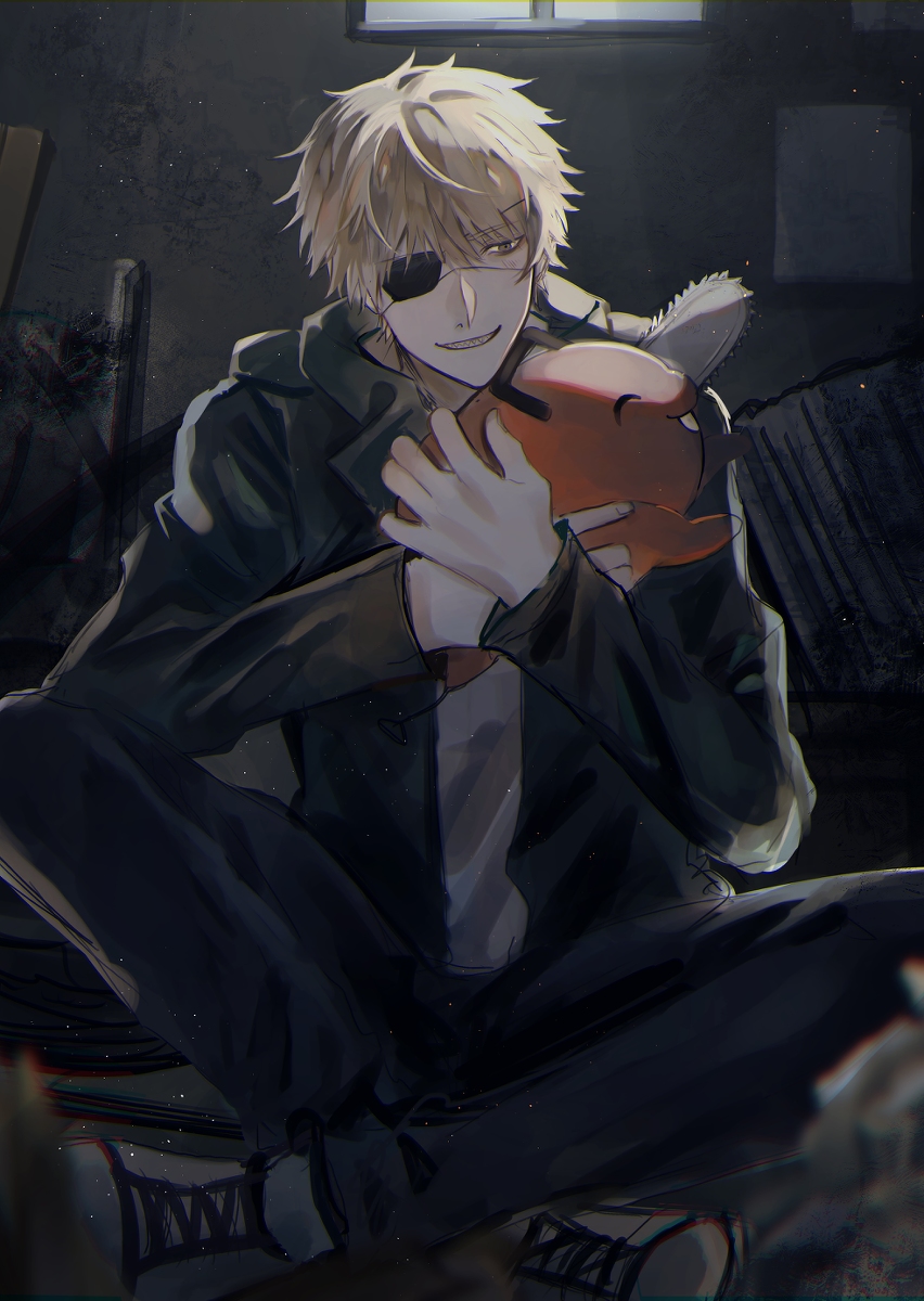 This is a pixiv picture whose title is デンジとポチタ.