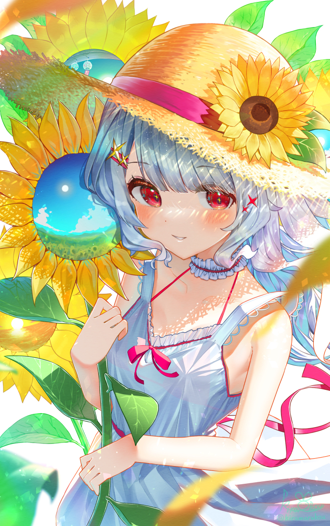 This is a pixiv picture whose title is 夏を映す花🌻.
