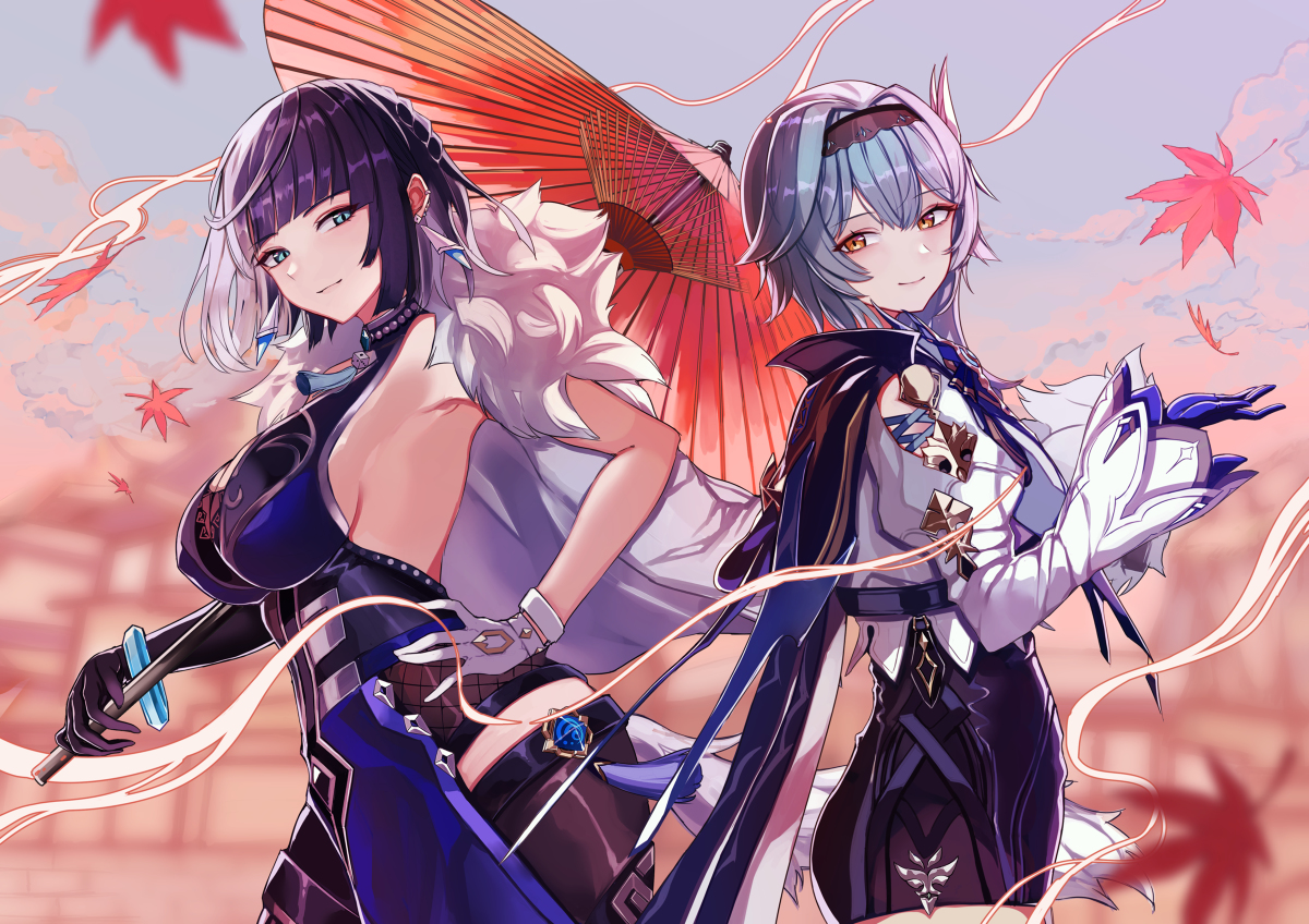 This is a pixiv picture whose title is 夜蘭とエウルア.