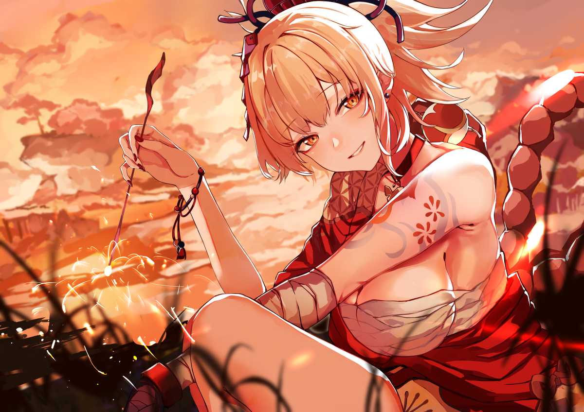 This is a pixiv picture whose title is 線香花火.