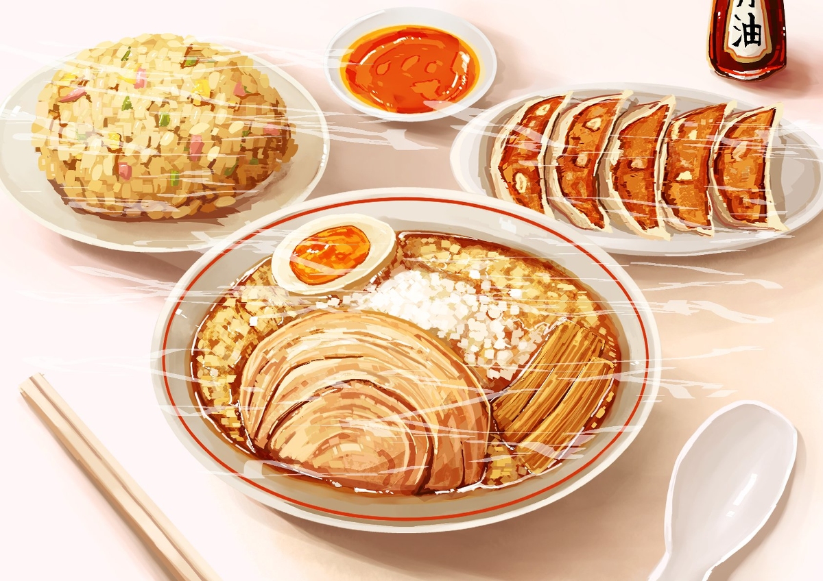 This is a pixiv picture whose title is ラーメンセット.