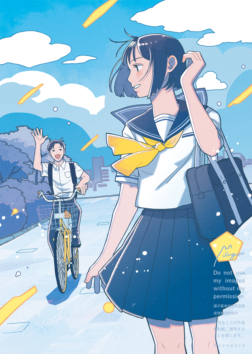 This is a pixiv picture whose title is 通学路.