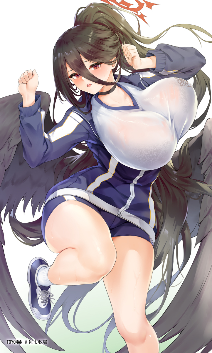 This is a pixiv picture whose title is 羽川ハスミ　体操服.