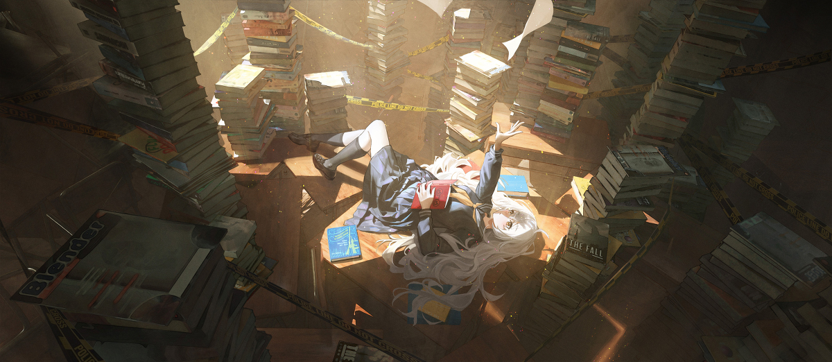This is a pixiv picture whose title is 末日文学少女.